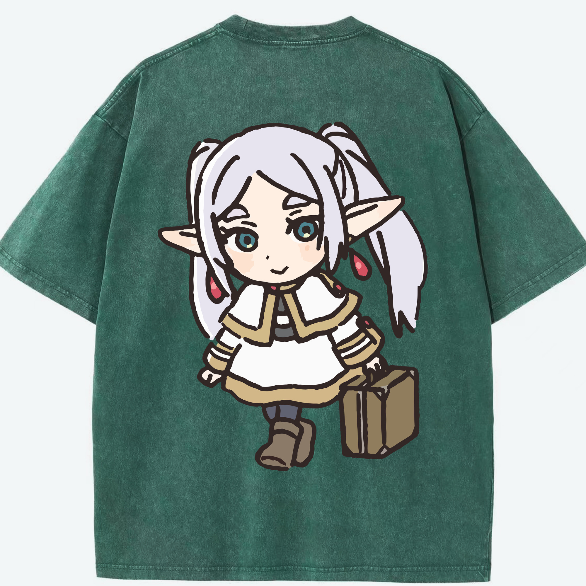 （画像用） 葬送のフリーレン Frieren 綿100% ヴィンテージ風 半袖Tシャツ（背面プリント）